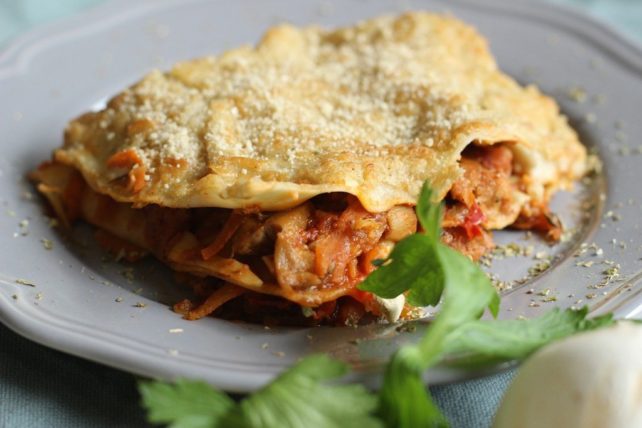 Vegane Lasagne mit Sojahack